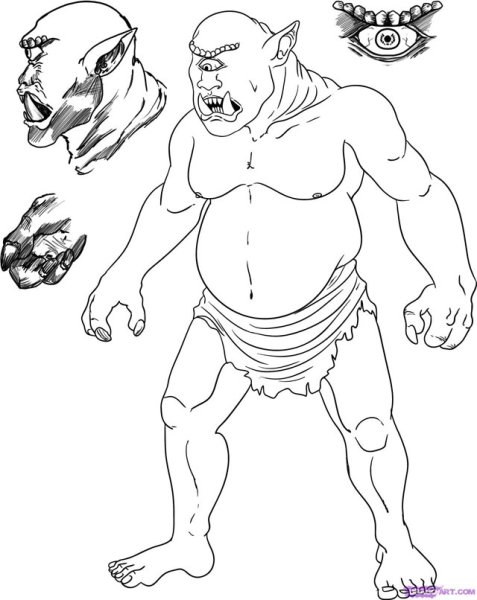 Циклоп Полифем рисунок карандашом