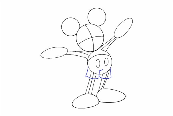 Пошаговое рисование Микки Мауса