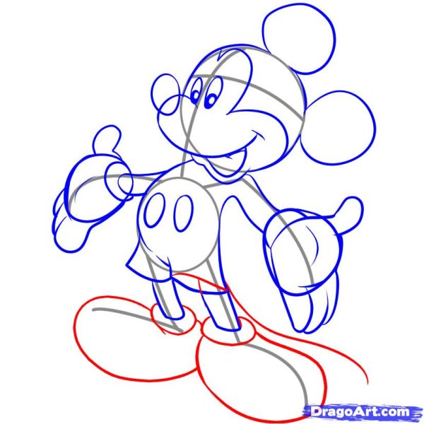 Микки Маус рисунок карандашом