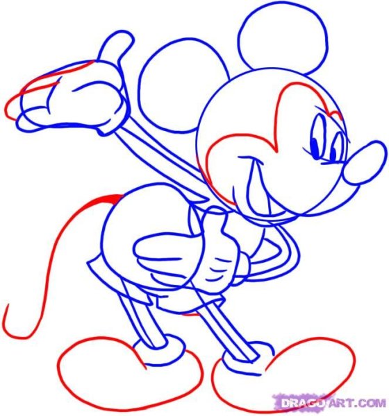 Поэтапное рисование Минни Мауса