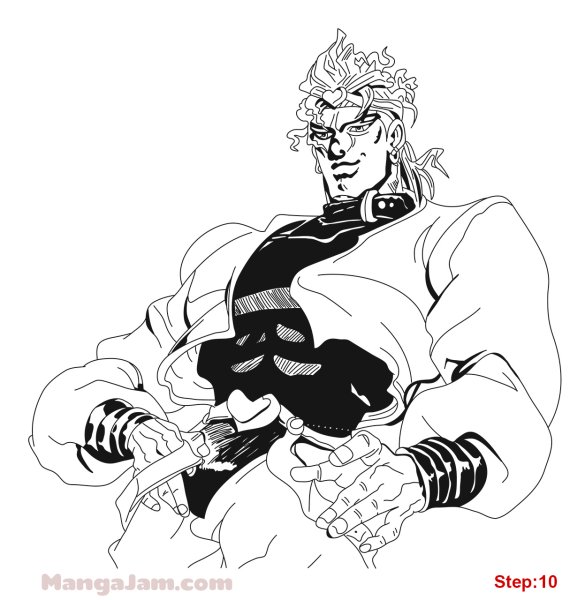 Дио Брандо рисунок поэтапно