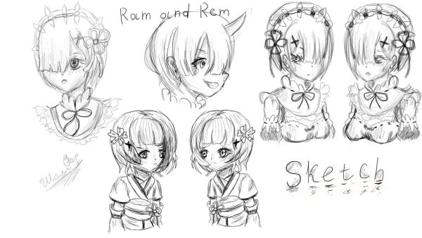 Раскраски аниме рем и рам