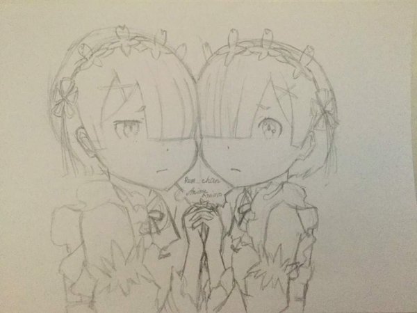 Аниме рем и рам нарисовать
