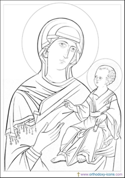 Икона Божией матери прорись