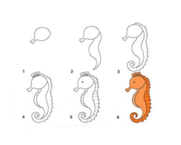 Рисование морской конек