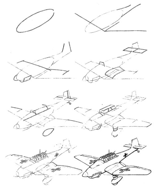 Военный самолет карандашом