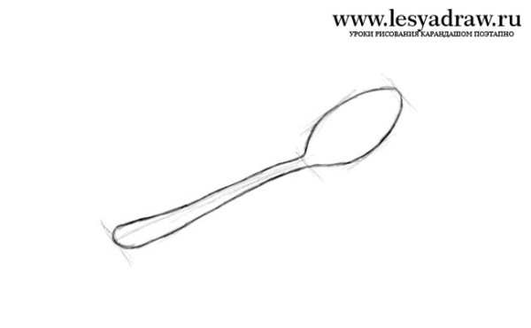 Нарисовать ложку карандашом поэтапно