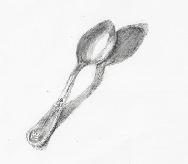 Деревянная ложка карандашом