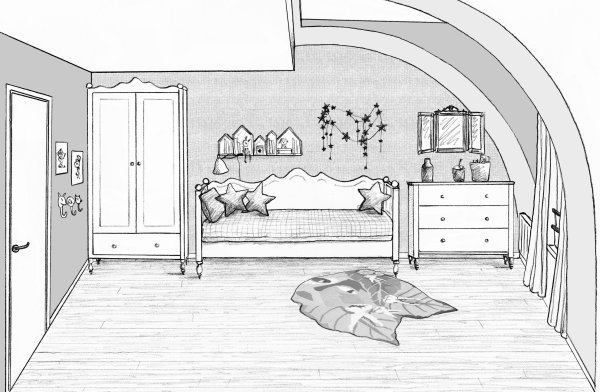 Спальная комната для раскрашивания