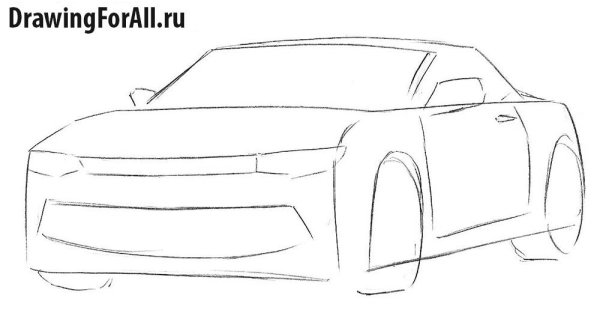 Поэтапное рисование Шевроле Камаро