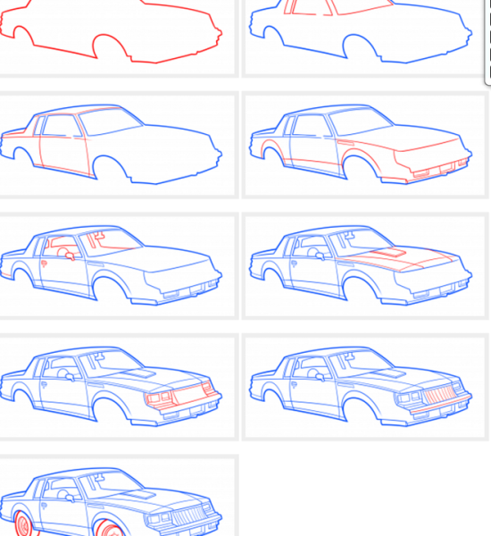 Рисунки машины карандашом для начинающих