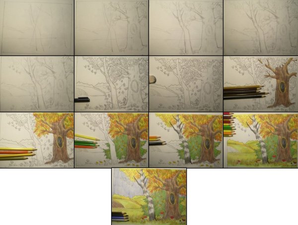 Этапы рисования пейзажа акварелью