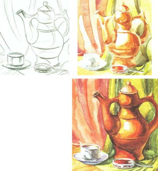 Этапы рисования натюрморта акварелью