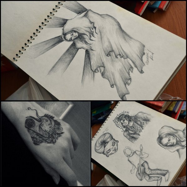 Коллаж рисунок карандашом