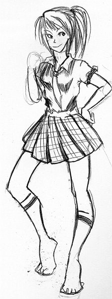 Скетчи аниме девушек в школьной форме