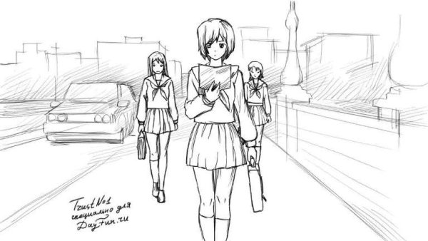 Старшеклассница рисунок карандашом