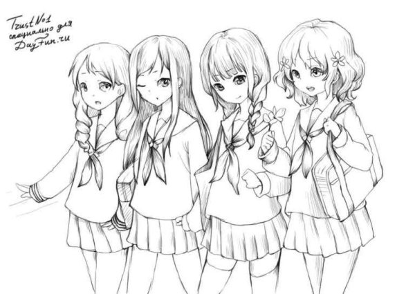 Раскраски аниме школа