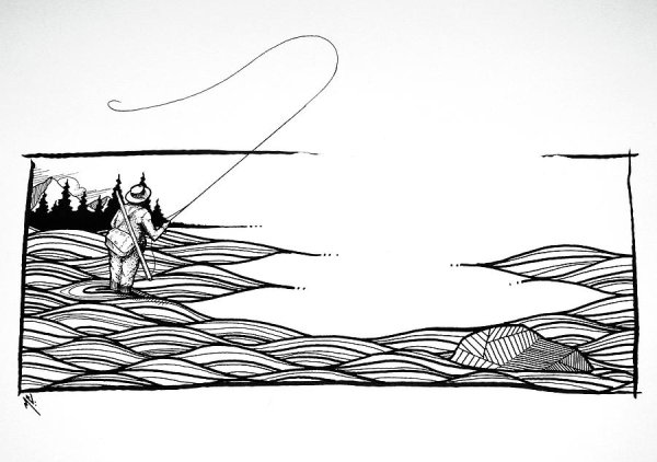 Рыбак карандашом