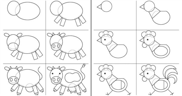 Рисование коровы в старшей группе поэтапно