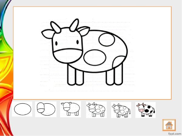 Поэтапный рисунок коровы