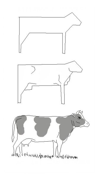 Корова рисунок схема