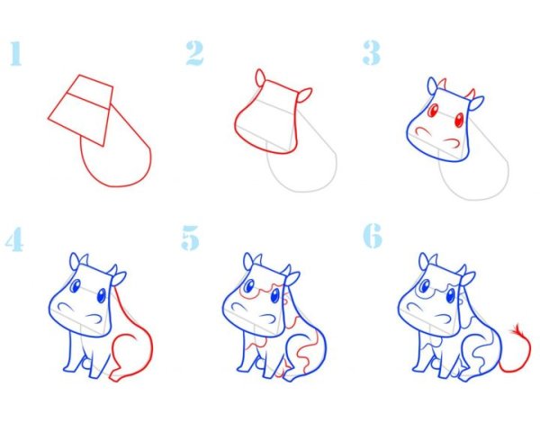 Как рисовать корову