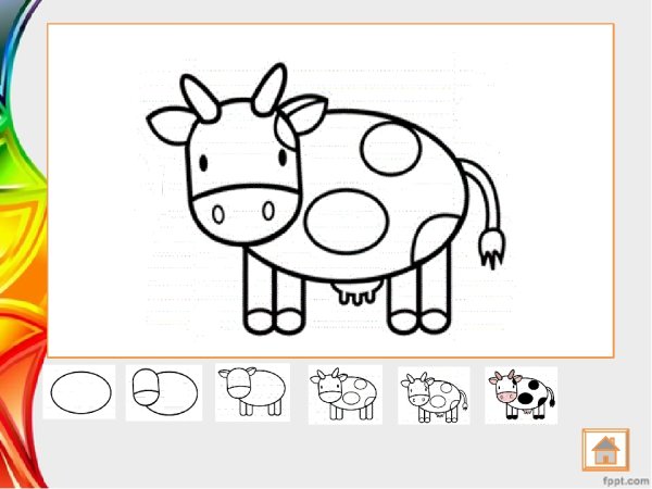 Поэтапный рисунок коровы