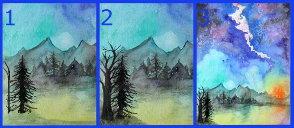 Пейзажи акварелью для начинающих космос