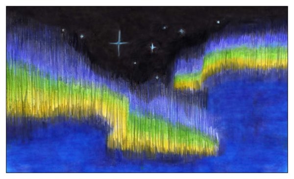 Северное сияние восковым карандашом