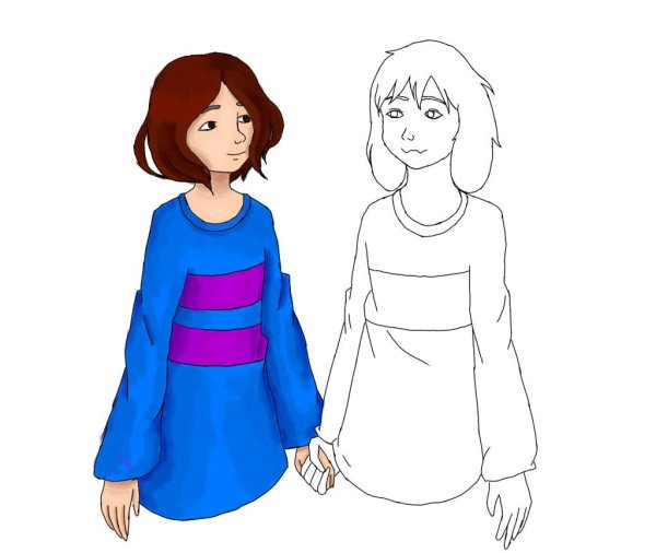 Сара и Фриск раскраска