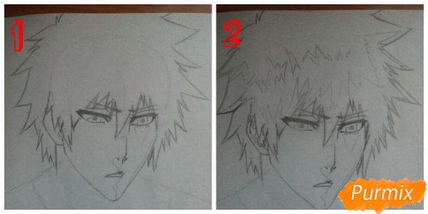 Ичиго Куросаки портрет схема рисования