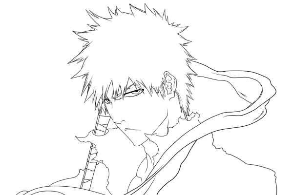 Ичиго Куросаки портрет схема рисования