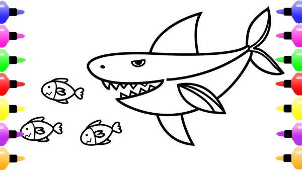 Акула для рисования детская