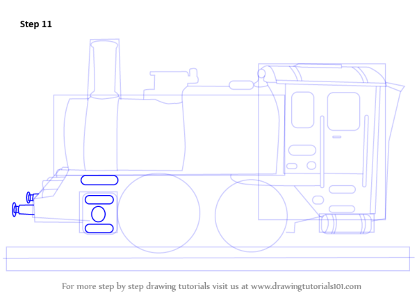 Чертеж паровоза карандашом