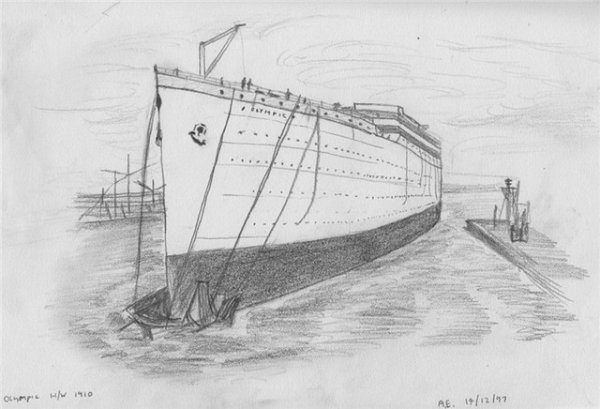 Корабль Олимпик рисунок