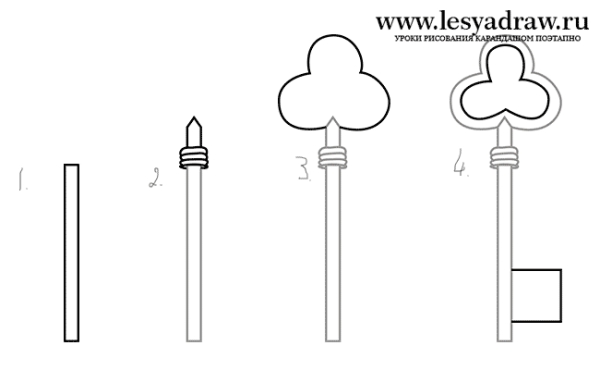 Нарисовать золотой ключик пошагово