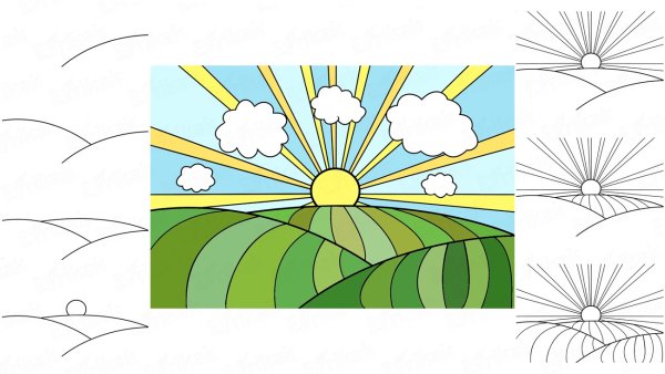 Поэтапное рисование пейзажа