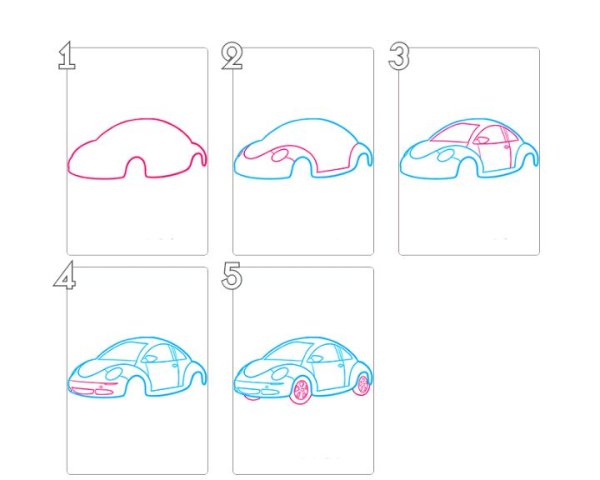 Поэтапное рисование машины Фольксваген поло