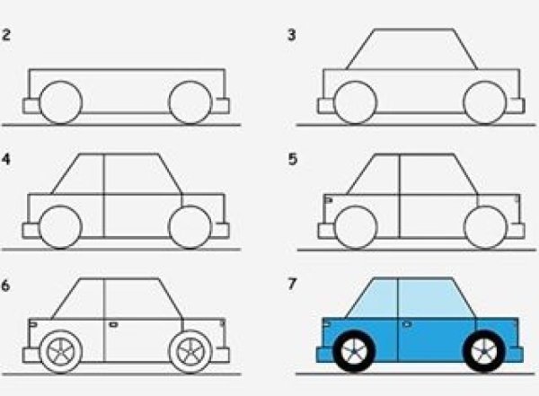 Пошаговый рисунок автомобиля