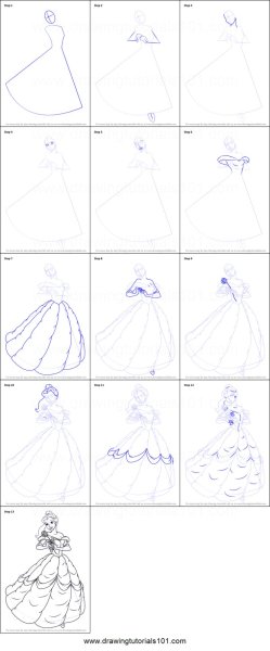 Поэтапный рисунок принцессы