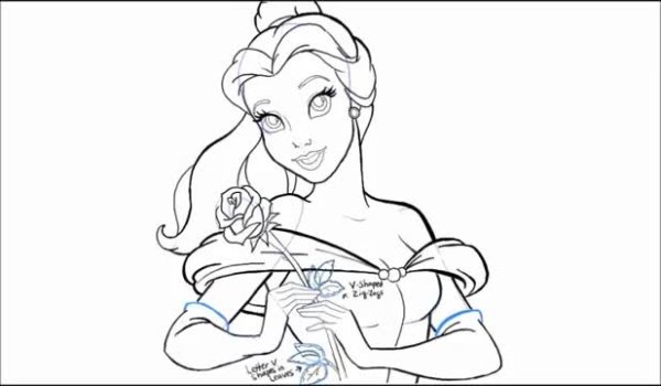 Лицо Белль поэтапно