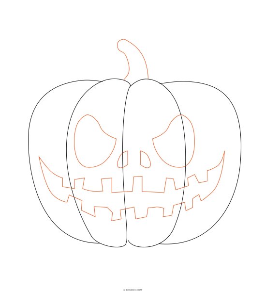 Поэтапное рисование тыквы на Хэллоуин