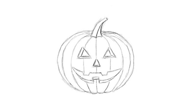 Тыква на Хэллоуин пошагово рисунок