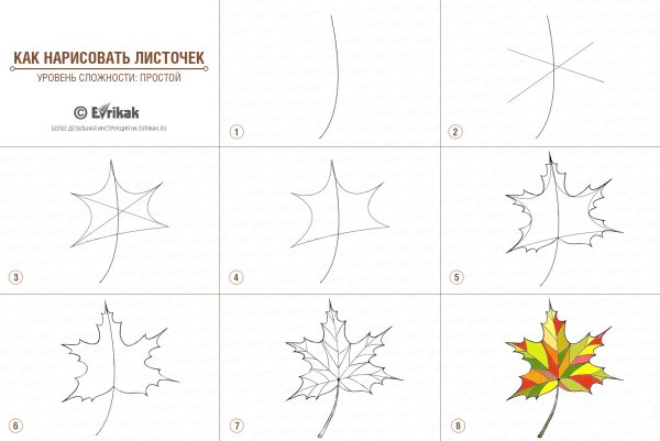 Поэтапный рисунок листа клена
