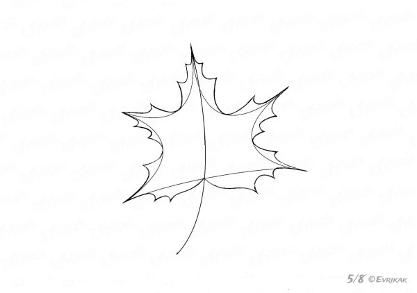 Кленовый лист цветными карандашами