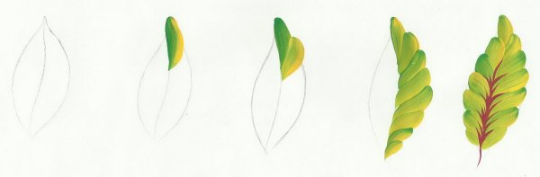 Петриковская роспись элементы листочки