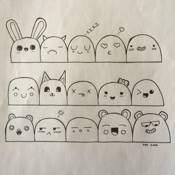 Пошаговые милые рисунки