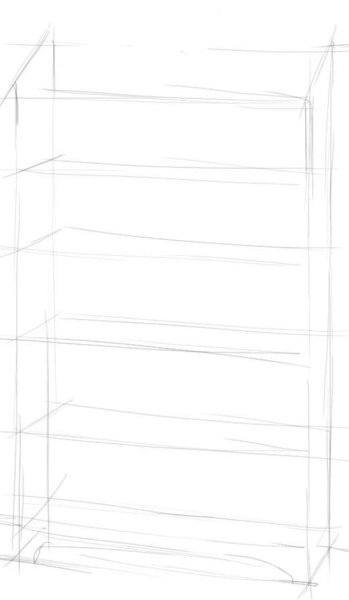 Поэтапное рисование шкаф