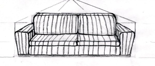 Диван в перспективе карандашом