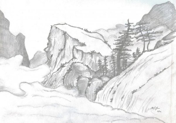 Горы карандашом для начинающих